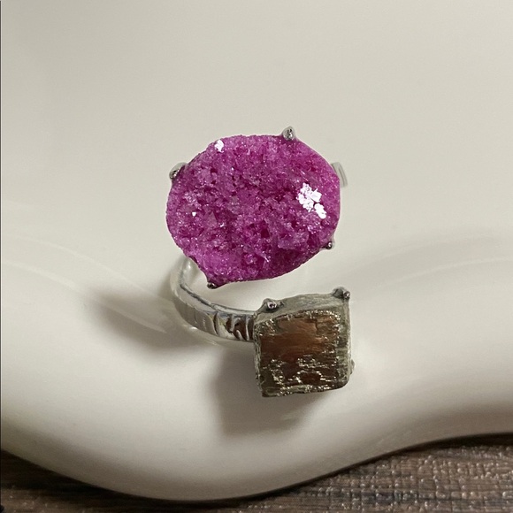 Ruby with pyrite statement ring - Picture 3 of 16